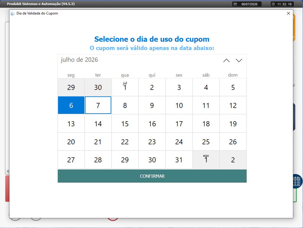 tela de calendário